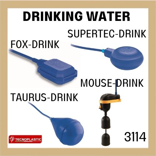 Drinking water level regulator float switches