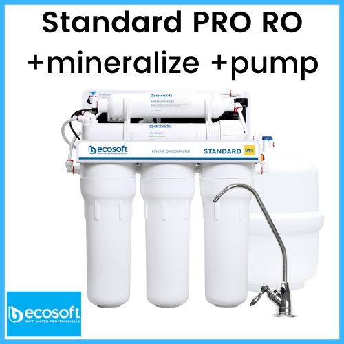 ECOSOFT STANDARD PRO RO ON METAL RACK WITH MINERALIZATION AND PUMP