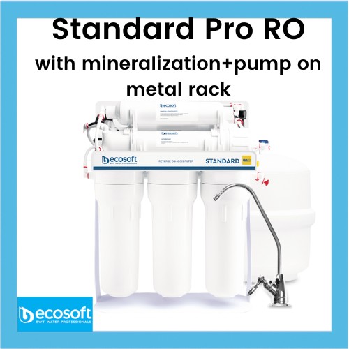 Ecosoft STANDARD-PRO-RO-with-mineralization and pump on metal rack